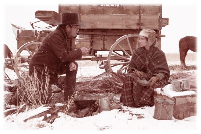 Tommy Lee Jones, left, and Hilary Swank in a look at the hardships of the 1850s Nebraska frontier life in a film based on the Glendon Swarthout novel "The Homesman."