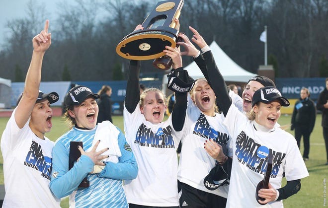 The Grand Valley State women's soccer team repeated as national champions Saturday. Contributed/Grand Valley State University
