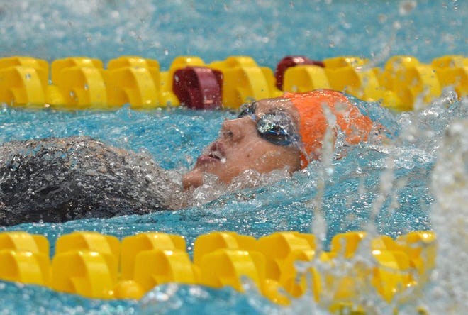 Holland native Courtney Bartholomew swam the second-fastest time in history in the 100-yard backstroke on Friday. Dan D'Addona/Sentinel staff