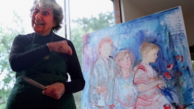 Edna Hibel, then 83, was painting from her longtime home on Singer Island in this 1999 photo.