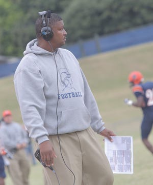 CIAA coach of the year Latrell Scott is seen on the sidelines at Rogers Stadium. Scott has led Virginia State to a league championship, two division titles and its first NCAA Division II playoff berth in school history since taking over the program in 2013. Progress-Index File Photo