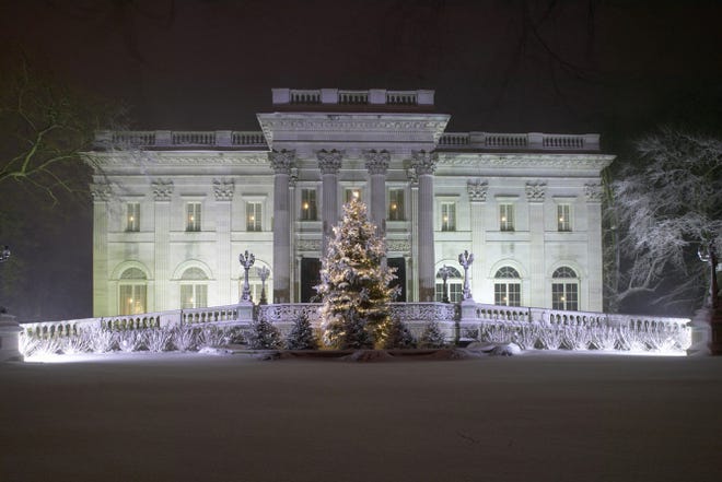 Marble House in Newport, decked in elegant holiday finery, is among the mansions open for wallet-friendly tours.