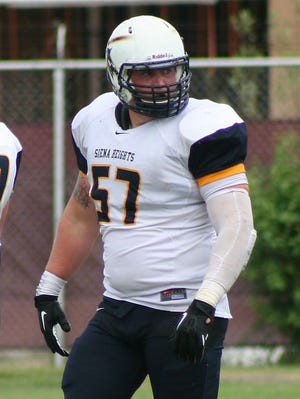 Siena Heights senior defensive lineman Kyle Connors, right, has been named to the NAIA All-America first team by the American Football Coaches Association. Photos courtesy of Siena Heights University sports information