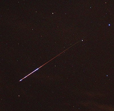 The Geminid meteor shower peaks Dec. 13-14. This is an image of a Perseid meteor, from August 2009.

Jared Tennant/Wikimedia Commons