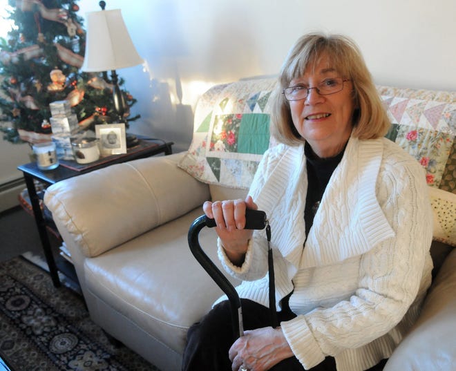 Marge Crean lives in the Keefe House, and she and other residents of the senior housing facility are concerned their handicapped-marked cars won't guarantee them parking this winter. Photo by Deb Cram/Seacoastonline