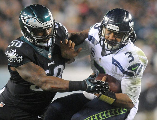 Eagles linebacker Trent Cole (58), who is second in franchise history with 85.5 sacks, was released on Wednesday.