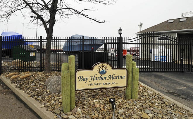 The west entrance to Bay Harbor Marina is shown in Erie on Feb. 14. GREG WOHLFORD/