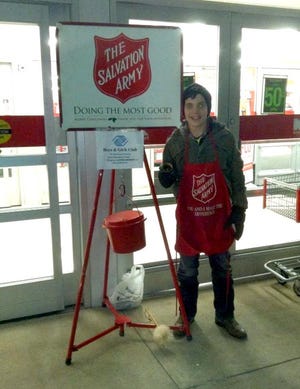 Braxton Clifton, son of Bobby and Betsy Clifton, was one of the Boys and Girls Club volunteers who rang the bell for Mr. Joe Goforth Dec. 12-13. Photo submitted by Jack Weller