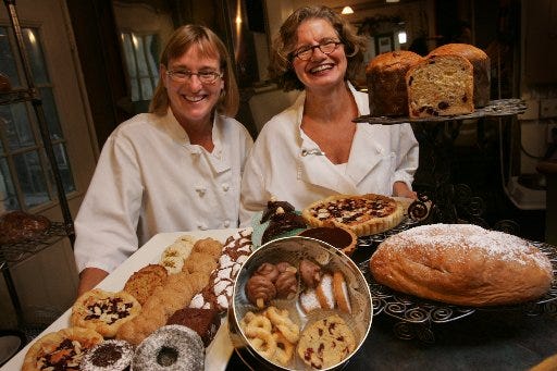 Becky Wagner and Olga Bravo make yeast breads of Stollen and Pannetone for the holidays.