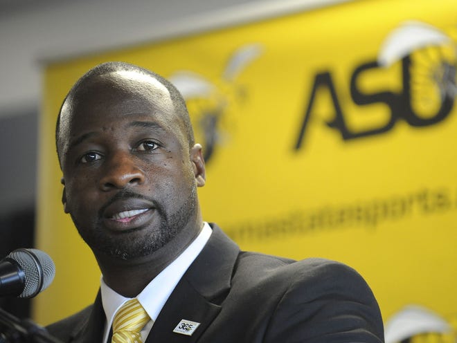 Brian Jenkins is introduced as the new head coach for the Alabama State University NCAA college football team Wednesday at ASU Stadium in Montgomery, Alabama. Jenkins has coached the last five seasons at Bethune-Cookman.