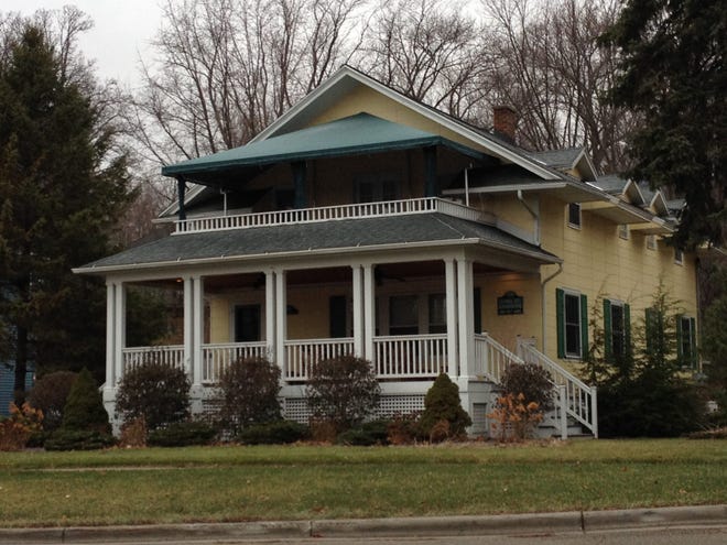 Saugatuck city officials are planning how to respond to an awning that the property owners of 790 Lake St. in the city re-erected on their second story balcony, as seen Thursday, Dec. 18, 2014. The property owners had previously erected the awning in 2009, but removed it under a 2009 court order. Amy Biolchini/Sentinel Staff