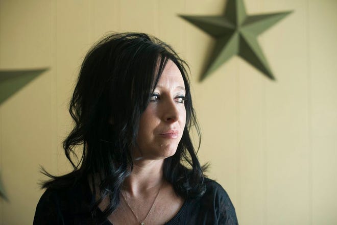 Jennifer Blaz, 34, poses for a photo in her home in Butte, Mont. Earlier that day Matthew Blaz, 33, was sentenced to life in prison without parole for the death of their infant daughter Mattisyn Blaz.