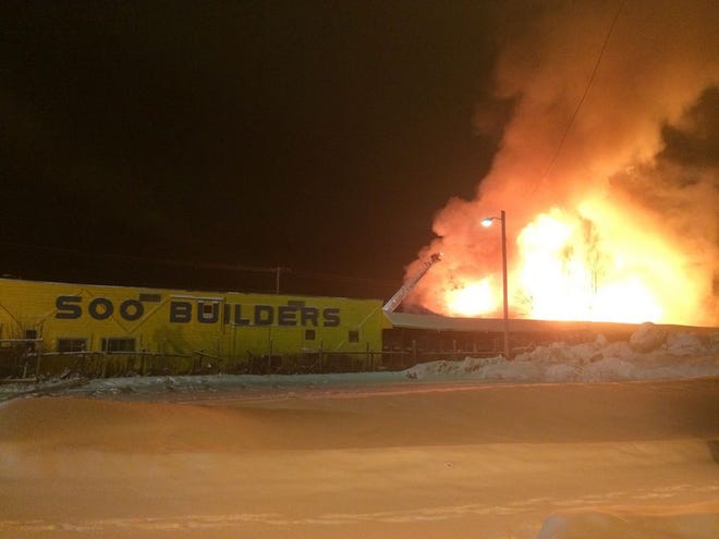 Fire consumed a warehouse in the 700 block of Johnston. Sault Firefighters were joined by volunteer firefighters from Bruce and Soo Township with the three crews successfully containing the blaze to the building of origin.