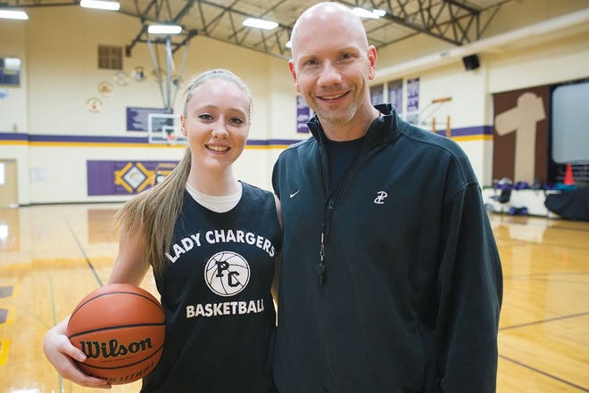 Peoria Christian girls basketball player Jordan Myroth, and her father, Greg, help lead the Chargers girls basketball team.
