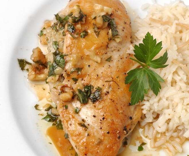 Blue Cheese Stuffed Chicken is a great tasting and elegant dish for a dinner party. (Ed Haun/Detroit Free Press/TNS)