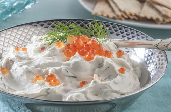 This salmon roe dip from “The Barefoot Contessa,” Ina Garten, makes an elegant appetizer with fuss-free preparation.