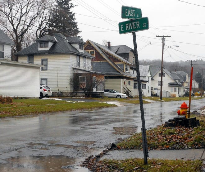 A view of the intersection of East and River streets in the village of Ilion on Wednesday, where the village will conduct the second phase of a sewer replacement project with the help of newly announced state funds. TELEGRAM PHOTO/STEPHANIE SORRELL-WHITE