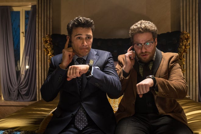 James Franco, left, as Dave, and Seth Rogen as Aaron star in the controversial film "The Interview."