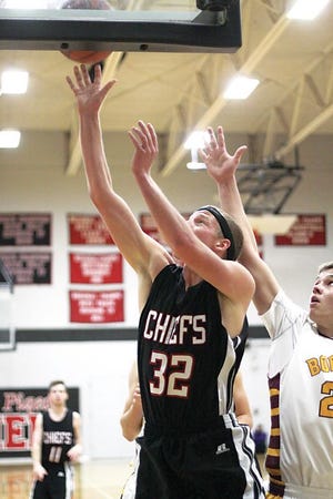 Mike Crowl goes strong to the hoop for two points Tuesday night.