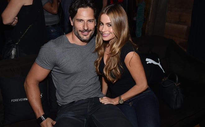 IMAGE DISTRIBUTED FOR PUMA - EXCLUSIVE - Joe Manganiello, left, and Sofia Vergara attend a private event at Hyde Lounge during the Justin Timberlake concert hosted by PUMA celebrating the brand's new Forever Faster campaign on Tuesday, Aug. 12, 2014, in Los Angeles. (Photo by John Shearer/Invision for PUMA/AP Images)