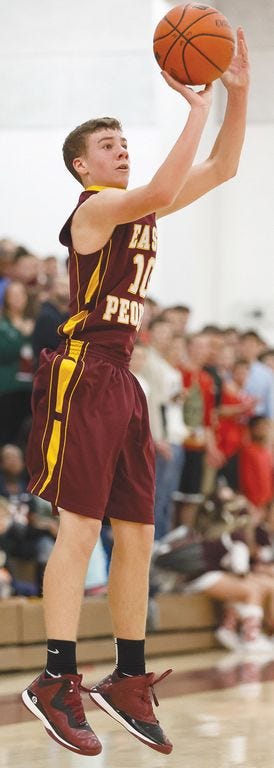 East Peoria junior Ian Milsteadt, pictured earlier this month, averaged 14 points in the boys basketball team's first two games Friday and Saturday in the Williamsville Holiday Tournament. The Raiders split vs. Springfield Calvary and Warrensburg-Latham in their debut in the event.