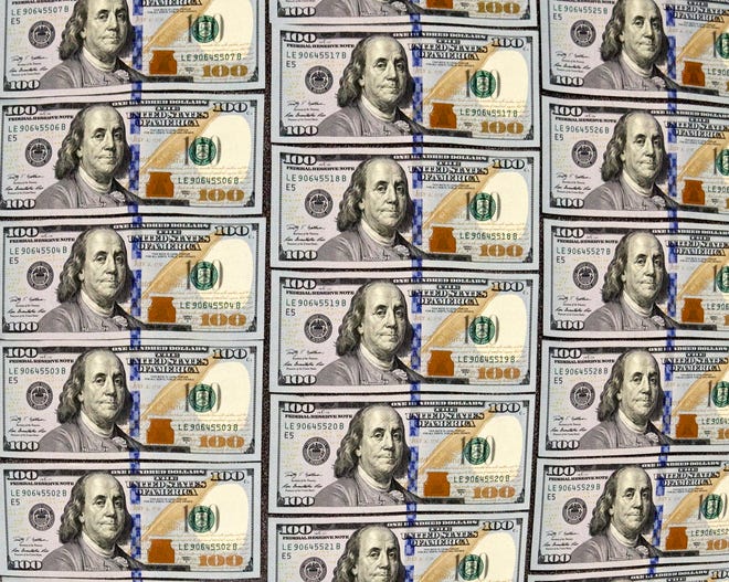 U.S. currency in $100 denominations is on display in Washington. File/The Associated Press