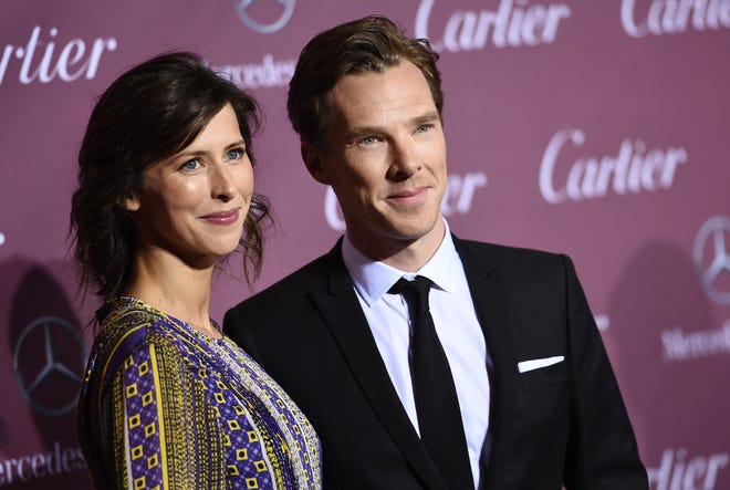 Sophie Hunter, left, and Benedict Cumberbatch arrive at the 26th annual Palm Springs International Film Festival Awards Gala on Saturday, Jan. 3, 2015, in Palm Springs, Calif. (Photo by Jordan Strauss/Invision/AP)