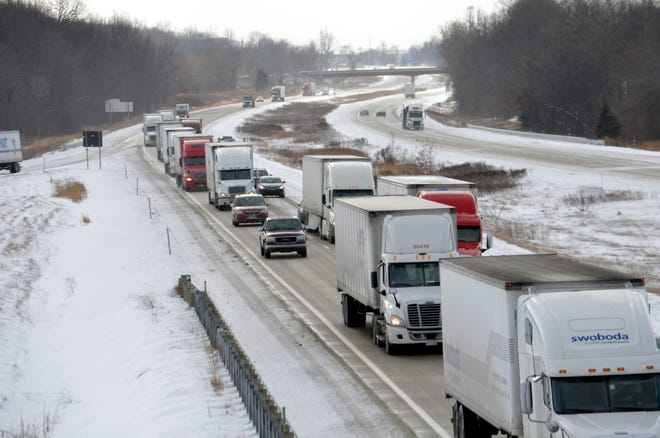 Ice on I-69 slowed northbound traffic around noon Friday. There were several reported slide-offs including one semi truck that jack knifed just north of US 12. Most main roads in Branch County were plowed and opened even with blowing snow.



Don Reid photo