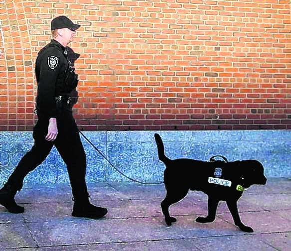 A police officer and dog patrol outside the federal courthouse in Boston 
this week as jury selection continues in the trial of Boston Marathon 
bombing suspect Dzhokhar Tsarnaev.
AP PHOTO / ELISE AMENDOLA