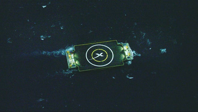 This undated image provided by SpaceX shows an ocean barge which SpaceX is planning to use during an attempt to deliver supplies to the International Space Station.