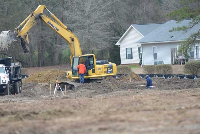 Construction for 20 duplexes is underway Tuesday at Fair Grove Apartments on Gregory Avenue in Snow Hill. The development is being built next to Park Place Apartments, which is under the same ownership.