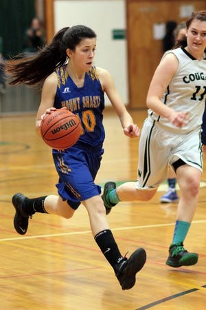 Sophomore Kacey Cain, shown during Mount Shasta's game at Weed Jan. 9, 2015, played a key role in the Bears' 54-53 win against Fall River four nights later in Mount Shasta.