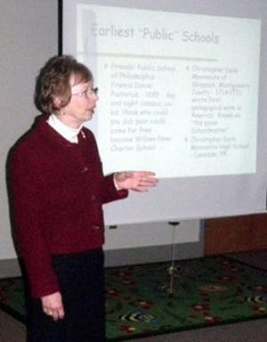 Janet Mishkin, adjunct professor of history at East Stroudsburg University and director and curator of Quiet Valley Living Farm, said in her presentation at Clymer Library in Pocono Pines that education was not compulsory for children in Pennsylvania ages 8 to 13 until 1895.

Photo provided