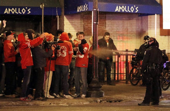 Only four of the 21 people who complained to Columbus police about the use of pepper spray by officers after the national-championship game mentioned that they were among the crowd on High Street.