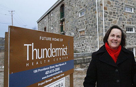 Thundermist CEO Maria Montanaro in 2010 at the West Warwick location of Thundermist Health Center, at the cotton mill on Main Street.