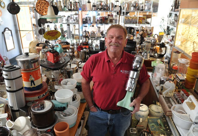 Rich Boris, 63, owner of Kitch-n Collectibles in Philadelphia, stands amid his wares -- restored old appliances that are celebrated and purchased by consumers who aren't impressed with the modern appliances.