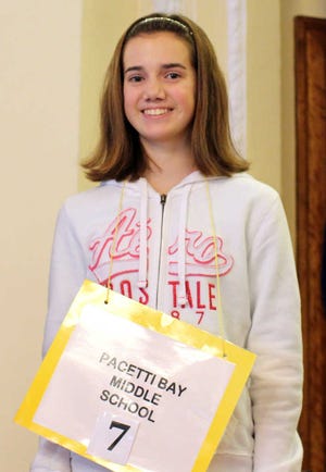 JAKE.MARTIN@STAUGUSTINE.COM Victoria Damon, an eighth-grade student at Pacetti Bay Middle School, won the 2015 St. Johns County School District Spelling Bee Wednesday morning. She won by spelling the word "Frankenstein" correctly.