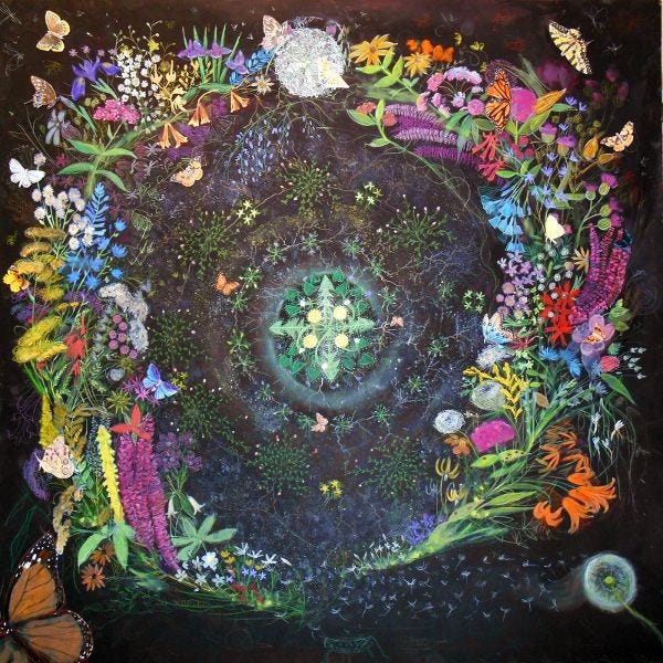 "Nature in Chalk," Bucks County Community College science professor Caryn Babaian’s exhibition of large-scale “nature mandalas,” continues through May 31 at the Academy of Natural Sciences.