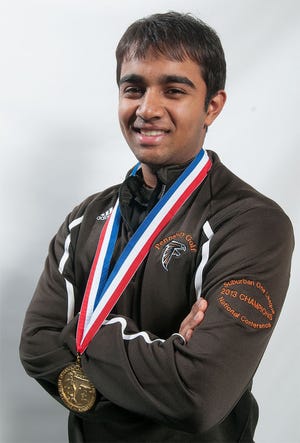 Vinay Ramesh of the Pennsbury High School golf team poses in the Courier Times photo studio on Monday, January 19, 2014.