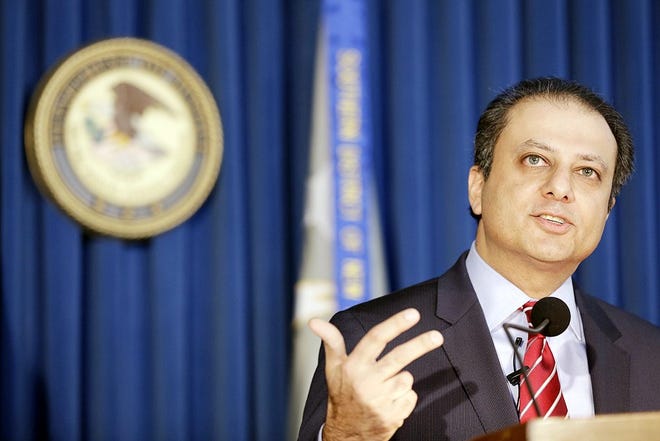 U.S. Attorney Preet Bharara addresses members of the media regarding State Assembly Speaker Sheldon Silver during a news conference Thursday in New York. Silver has been arrested on public corruption charges. He’s accused of using his position as one of the state’s most powerful politicians to obtain millions of dollars in bribes and kickbacks masked as legitimate income. AP PHOTO/MARY ALTAFFER