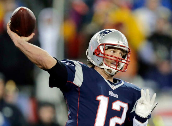 FILE - In this photo taken Sunday, Jan. 18, 2015, New England Patriots quarterback Tom Brady throws a pass during the first half of the AFC championship NFL football game against the Indianapolis Colts in Foxborough, Mass. The NFL said Friday, Jan. 3, 2015, that evidence shows the Patriots used underinflated footballs during the first half of the AFC championship game. The investigation is still ongoing they added, and with no conclusions and no timetable for resolving the cheating accusations with the Super Bowl nine days away. (AP Photo/Charles Krupa, File)