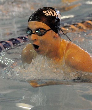 Shawnee's Renee Russo makes her way down her lane in the 200 yard individual medley Sunday evening at the Gloucester County Institute of Technology.