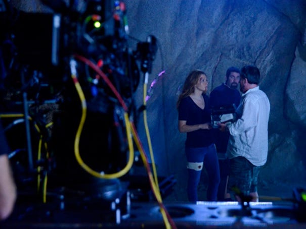 Actors and crew members with the CBS TV series 'Under the Dome' film a scene for the show's second season. Photo courtesy of CBS