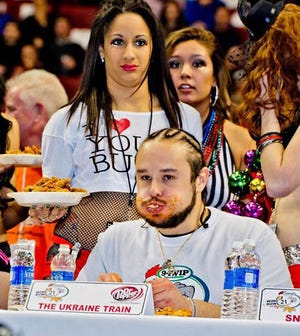 Dimitry Shchupak, a/k/a "The Ukraine Train", who will be making his fourth straight appearance in Wing Bowl Friday morning.