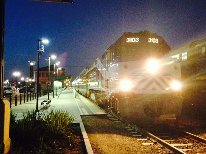 Altamont Corridor Express locomotive and rail cars idle at Stockto'ís Cabral ACE/Amtrak Station at dusk.

TIM VIALL/SPECIAL TO THE RECORD