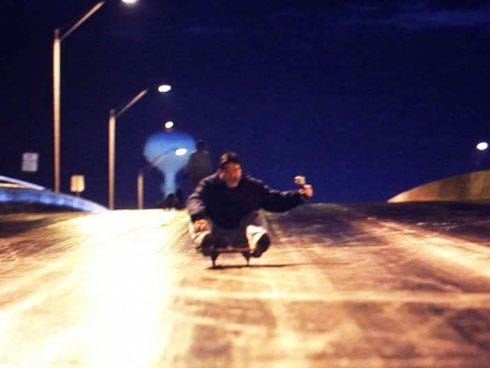 William Schenck caught this photo of a brave soul ice sledding down the Cinco Bayou bridge.