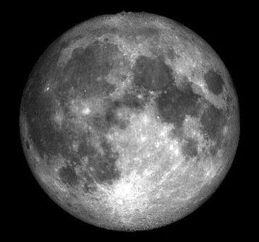 The full moon best reveals the fancied “Man in the Moon” with the dark lava plains marking the eyes, nose and mouth.

Wikimedia Commons