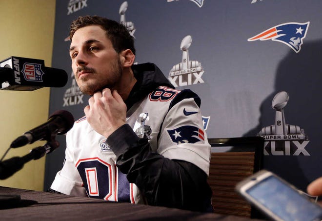 New England Patriots wide receiver Danny Amendola listens to a question during a news conference Thursday in Chandler, Ariz. The Patriots play the Seattle Seahawks in Super Bowl XLIX on Sunday.