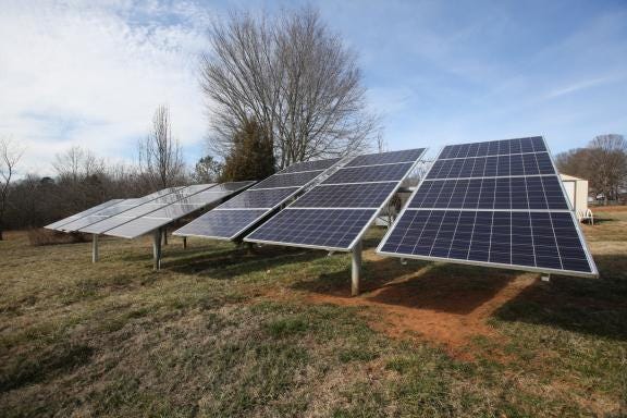Solar arrays located in David Roberts' backyard.
