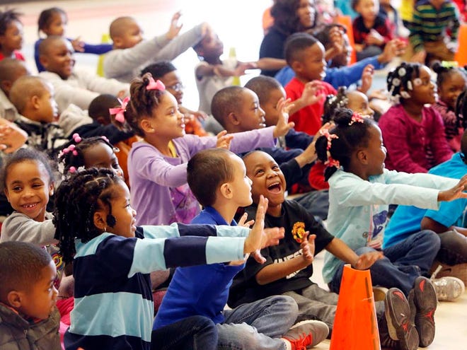 Students at Southview Elementary School react during a performance of "Captain Friendship and the Bully Bandit" by members of the Bright Star Children's Theatre LLC at Southview Elementary in Tuscaloosa, Feb. 3, 2015. The Southview Elementary PTA presented two plays by the Bright Star Children's Theatre, LLC Tuesday including "Rosa Parks and Forgotten Friends" and "Captain Friendship and the Bully Bandit." Bright Star is an Emmy Award winning group with actors from all over the United States. Deborah Elliott Lee, Southview PTA president, said in a statement "We were trying to think outside of the box by hosting our monthly PTA meeting during the school day. Our goal was to attract those parents who usually would not attend a PTA meeting at night because of their work schedule. We are happy that our school principal, Jami Patrick, as well as all the teachers worked with us to achieve this goal." Michelle Lepianka Carter | The Tuscaloosa News